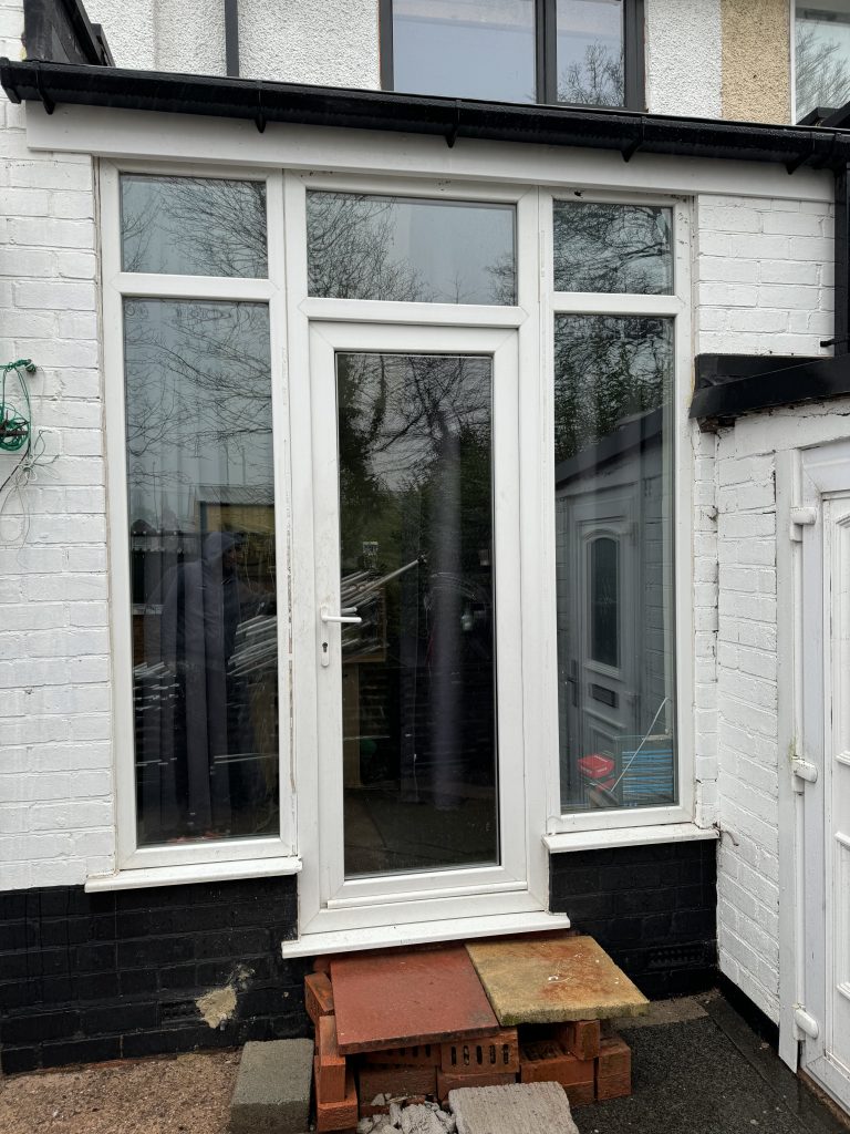 Opening before black aluminium bifold doors were installed in Wolverhampton