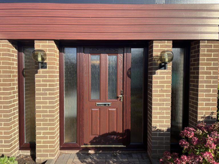 Completed rosewood composite door installation in Tettenhall