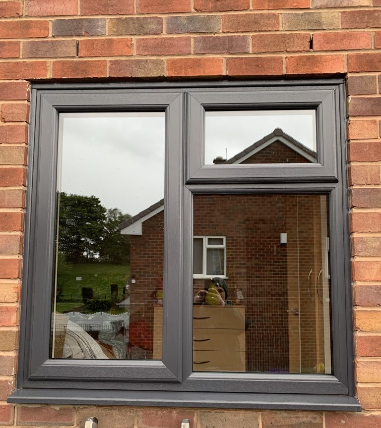 Anthracite grey REHAU uPVC casement window installed by uPVC Houselift