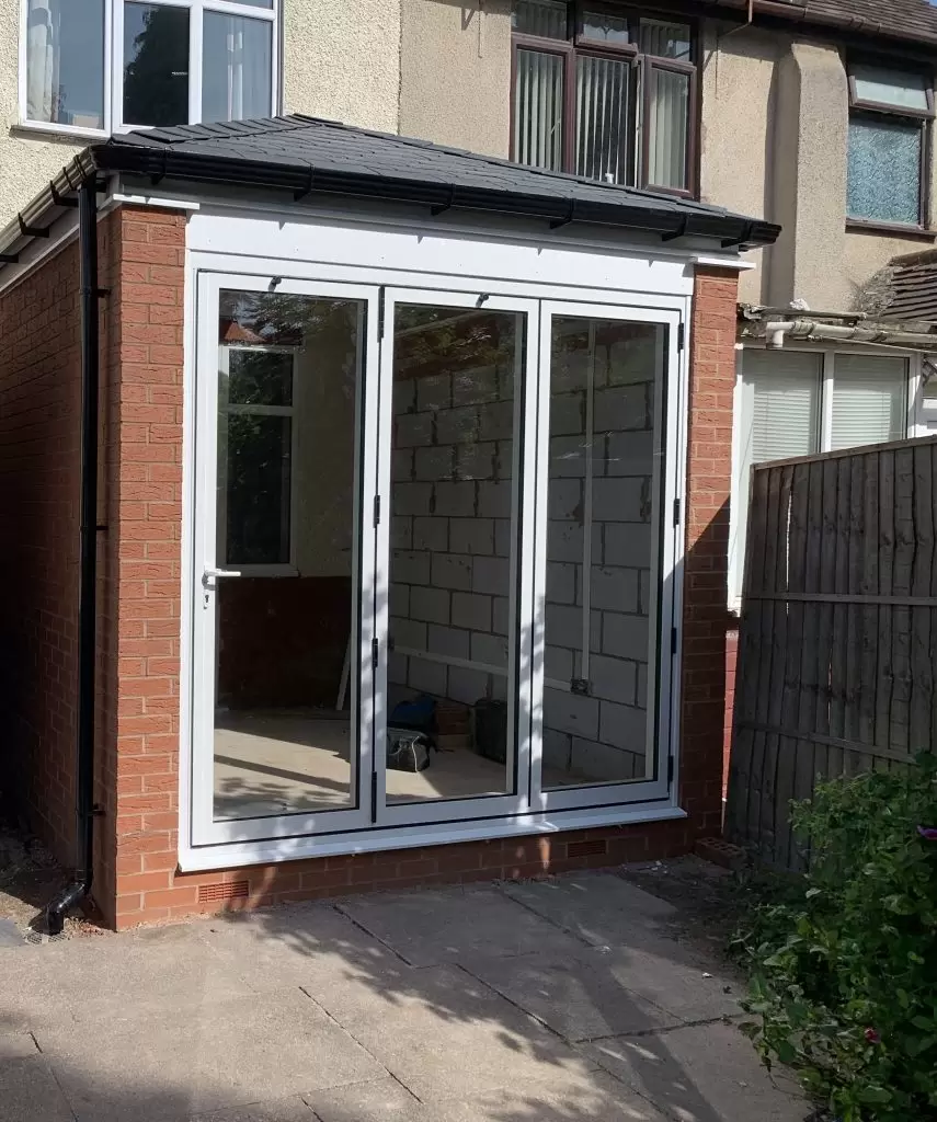 Warmer Roof extension and bifold doors completed by uPVC Houselift in Wolverhampton