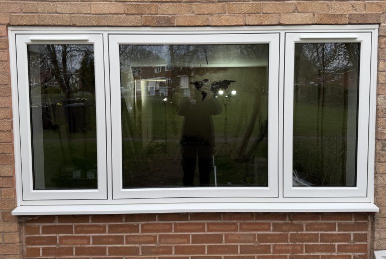 White flush casement windows installed by uPVC Houselift in Perton
