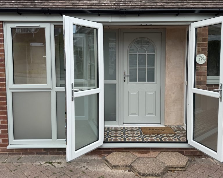 White REHAU uPVC French doors and windows installed by uPVC Houselift