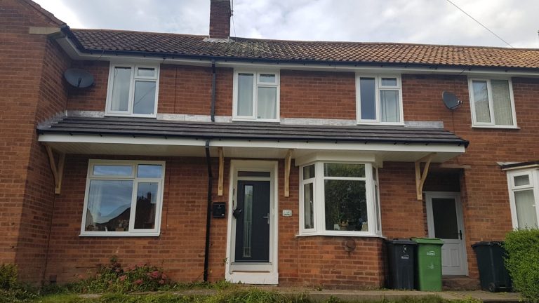 Property after new uPVC windows, composite door and entrance canopy installation